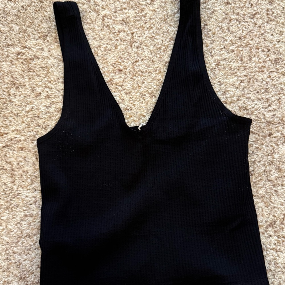 Black Ribbed Sleeveless Top